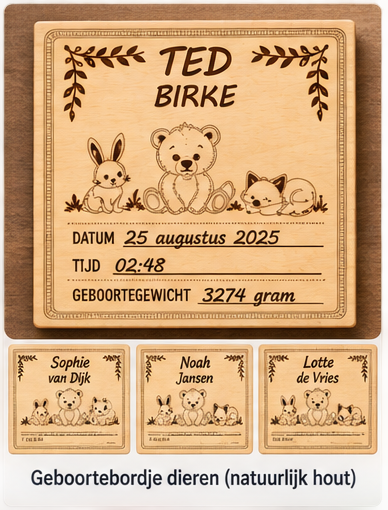 Gepersonaliseerd geboortebord met naam