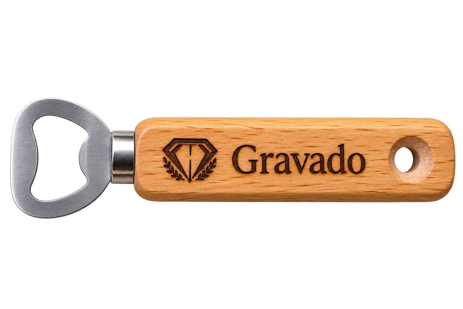 Gepersonaliseerde bieropener met houten handvat en gravure