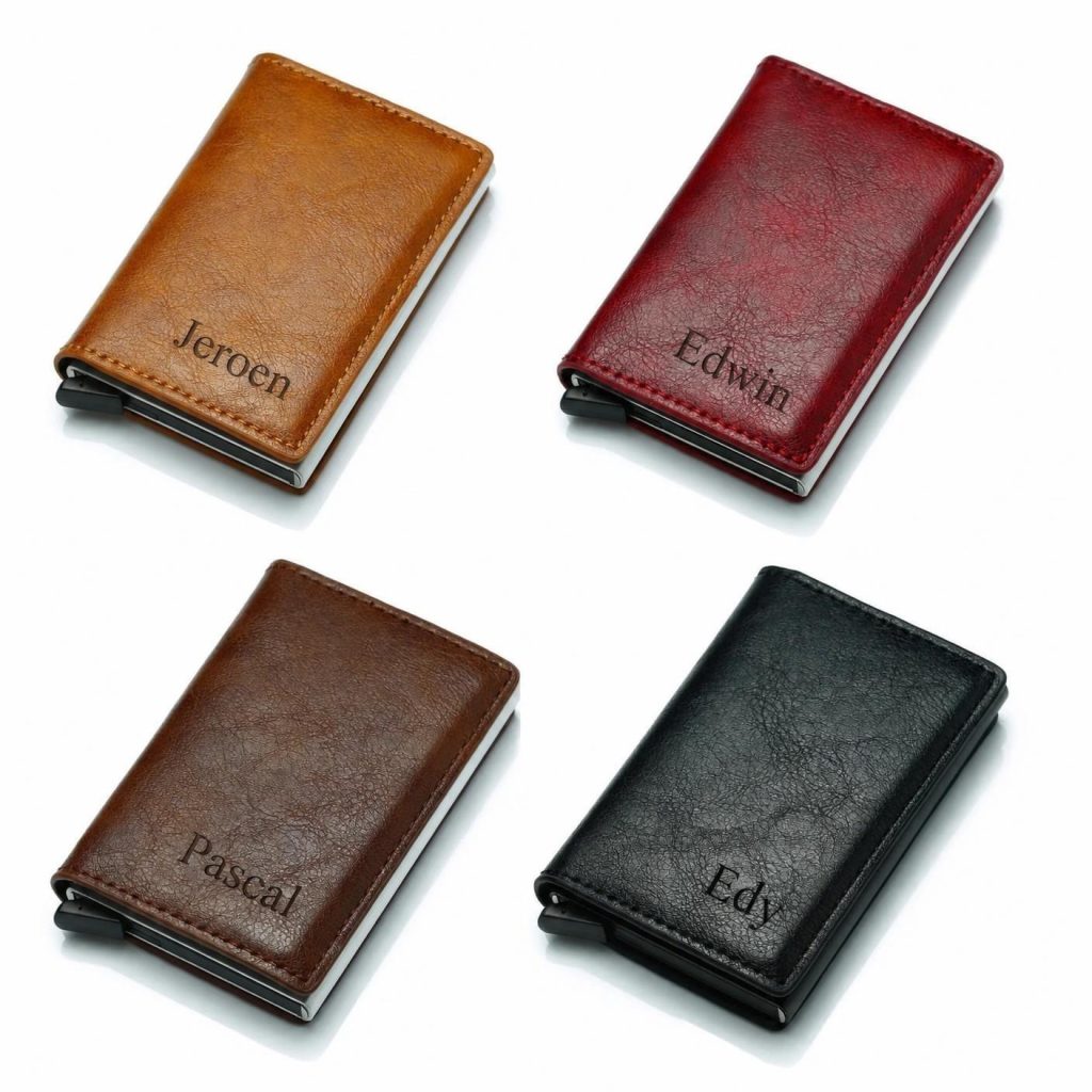 Leren pasjeshouder vier kleuren
