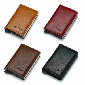 Leren pasjeshouder vier kleuren