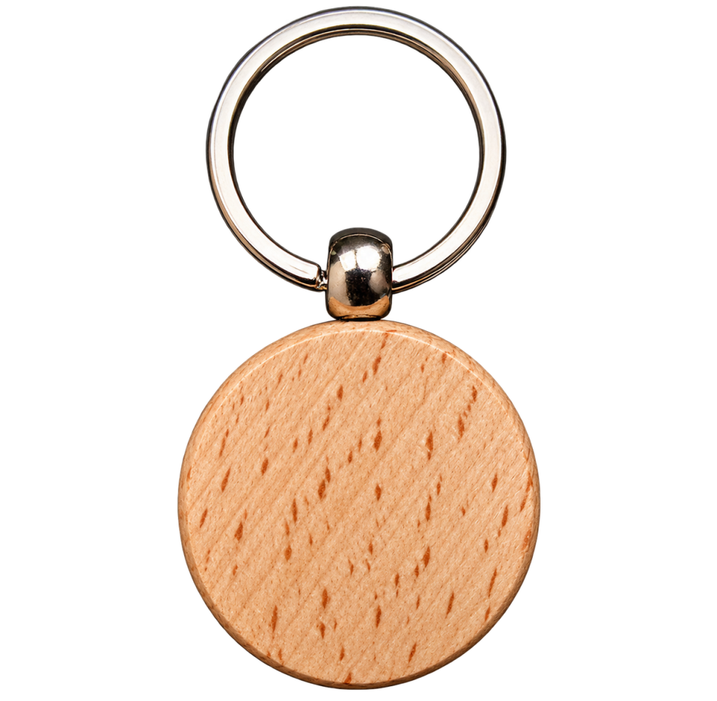Ronde houten sleutelhanger met eigen gravure